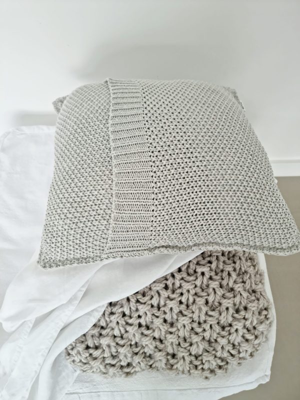 Kussen cover gebreid zand 50x50 cm