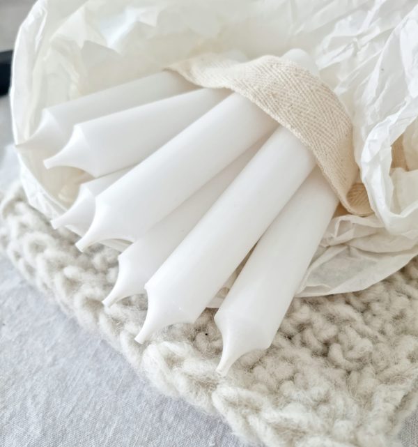 Diner kaarsjes mat wit set 8 stuks