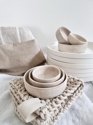 Mangohouten schaaltjes set van 3