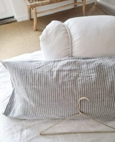 Lang kussen gestreept linnen 110x40